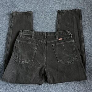Vintage Rustler Jeans Mens 36x29 Black Denim Regular‎ Fit Straight Dark Wash